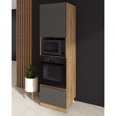 Mobila bucatarie - Soldat Chelsea, 60-1u+1s+c, Stejar K003 + Acril Antracit