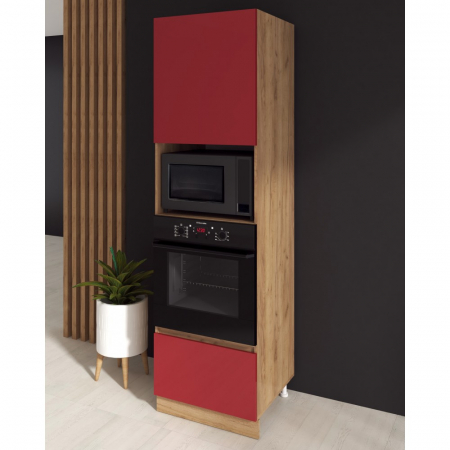 Mobila bucatarie - Soldat Chelsea, 60-1u+1s+c, Stejar K003 + Rosu