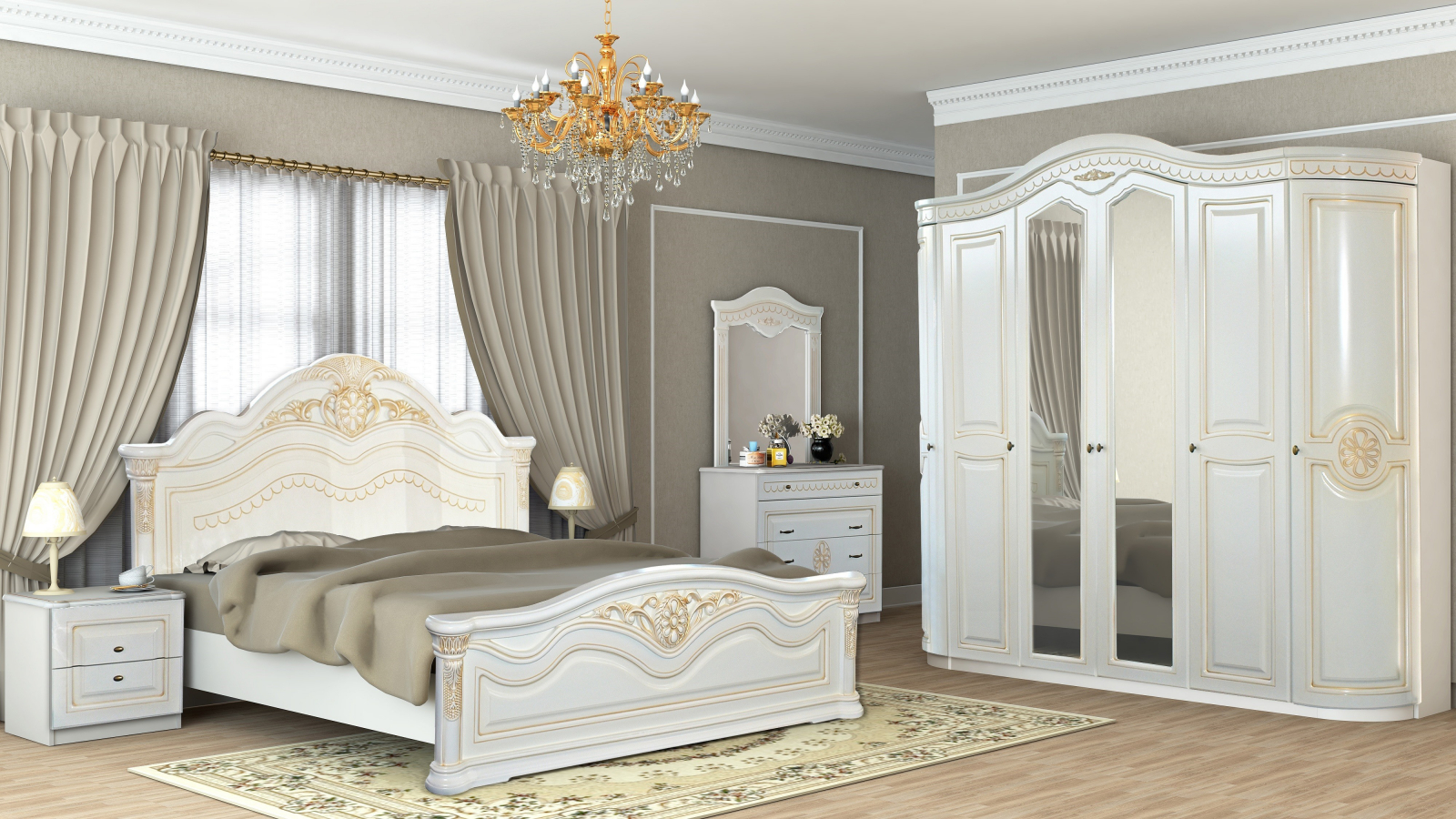 Dormitor Mdf Sonata 6 Forest Ivory [1]