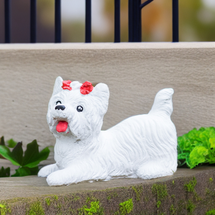 Bichon din beton, alb, pentru exterior, 22x17x12 cm [2]