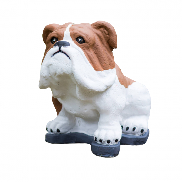 Bulldog din beton, alb-maro, decoratiune gradina, 23x28x17cm [1]