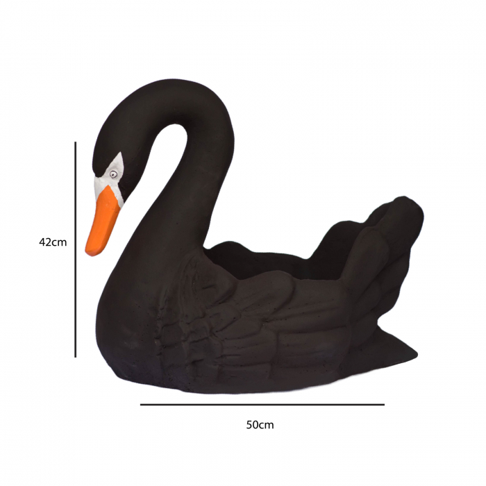 Pachet lebede, alba + neagra, beton, pentru gradina, 50x30x42cm [4]
