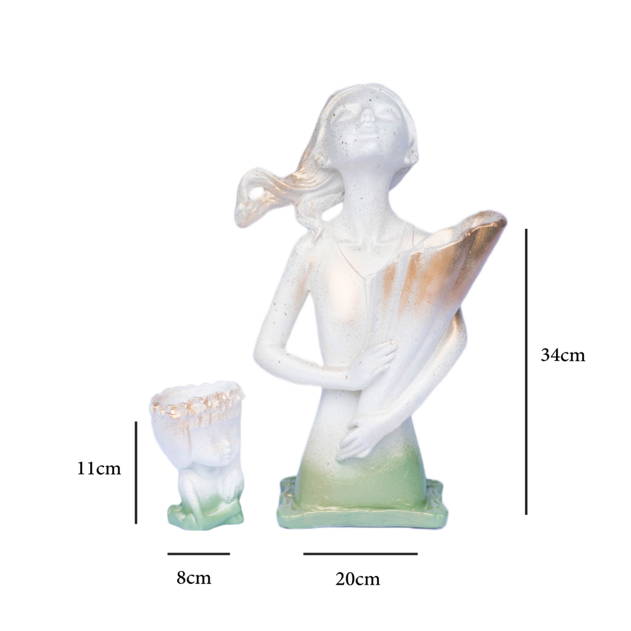 Pachet vaze Dolly + Minivaza model B, alb-verde-auriu, 34cm + 11cm inaltime [4]