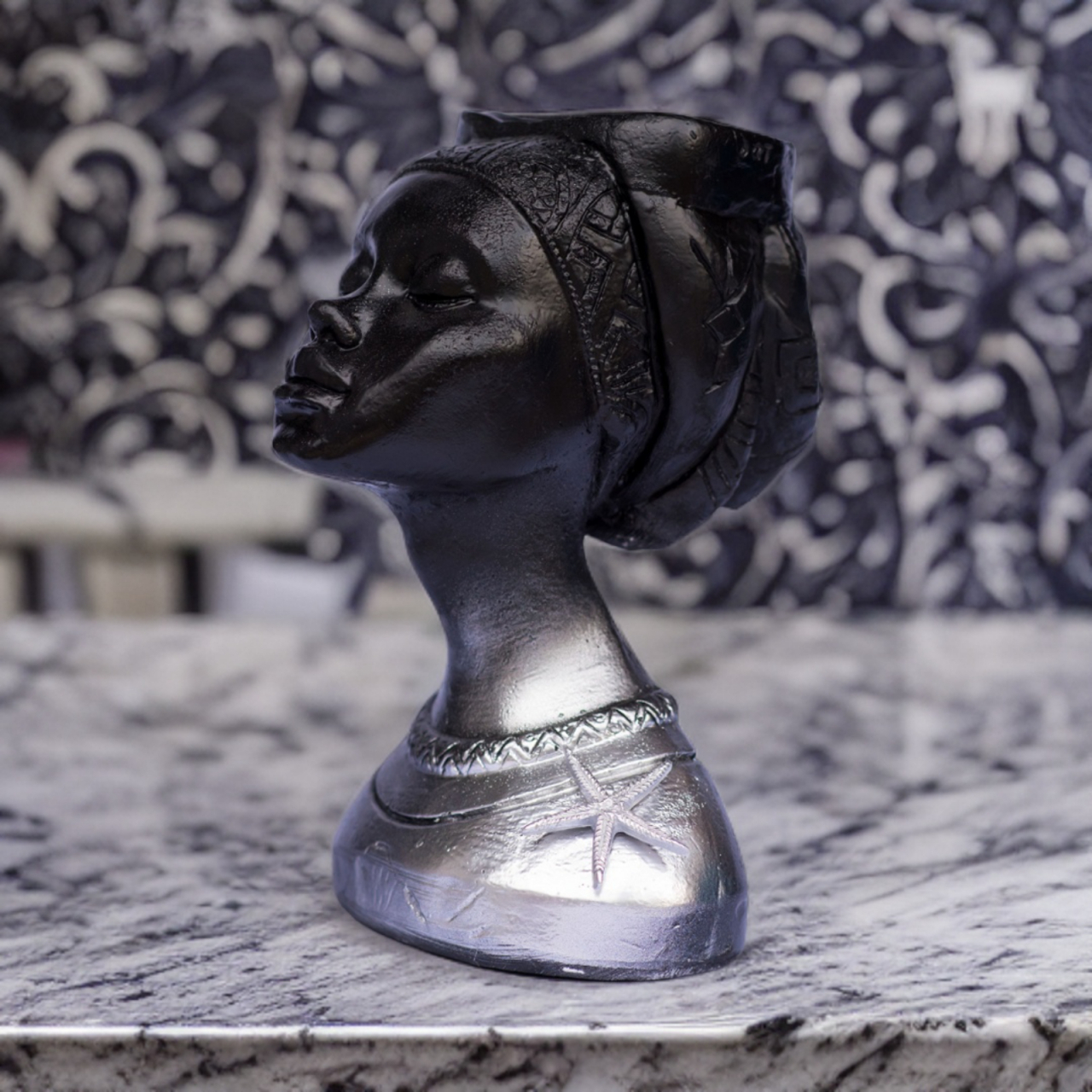 Pachet vaze Printesa Africana + Apollo, negru-argintiu, 24cm + 16cm inaltime [2]