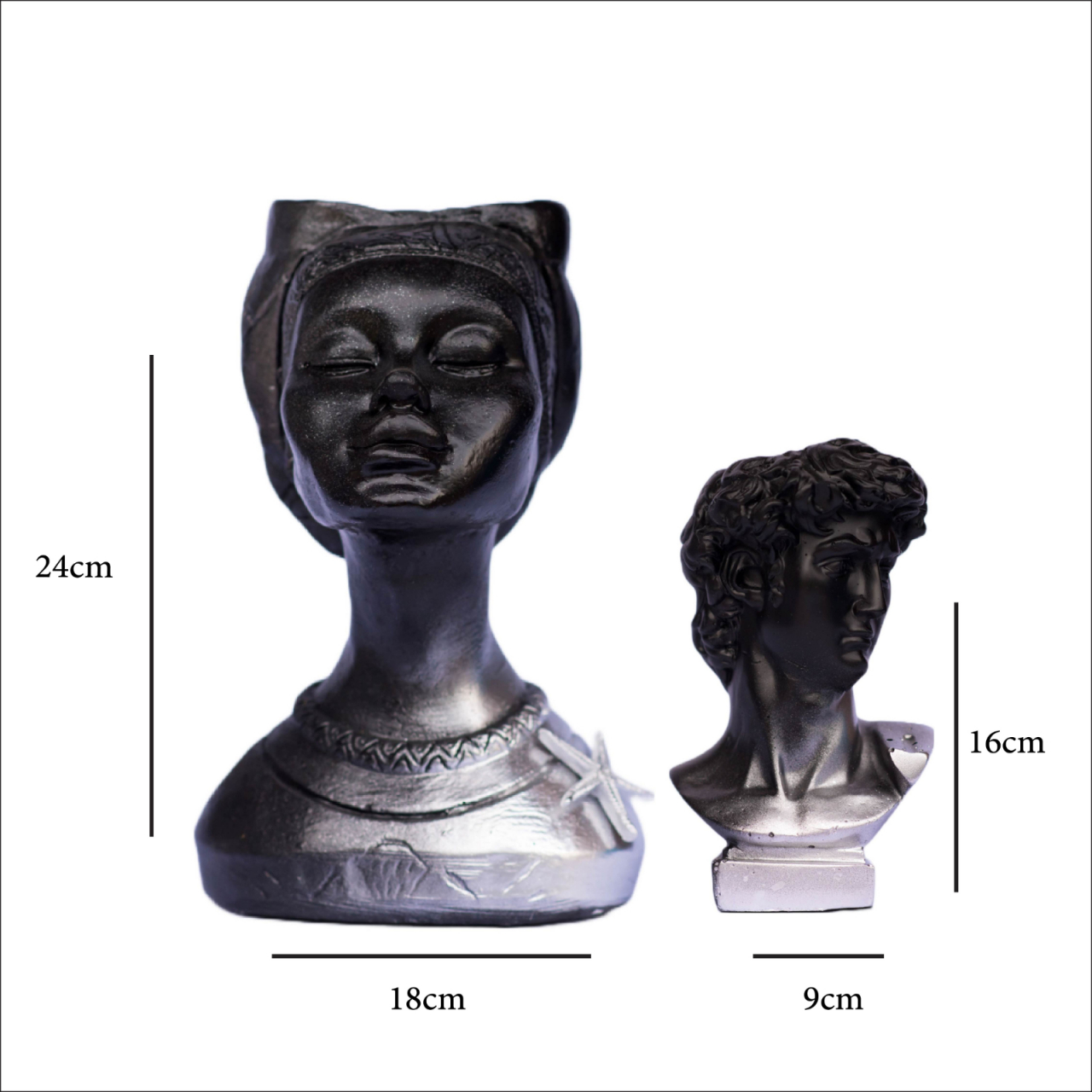 Pachet vaze Printesa Africana + Apollo, negru-argintiu, 24cm + 16cm inaltime [7]