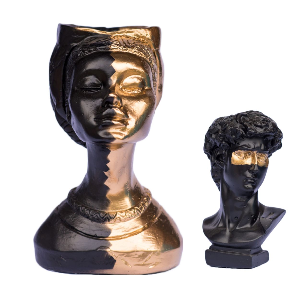 Pachet vaze Printesa Africana + Apollo, negru-auriu, 24cm + 16cm inaltime [1]