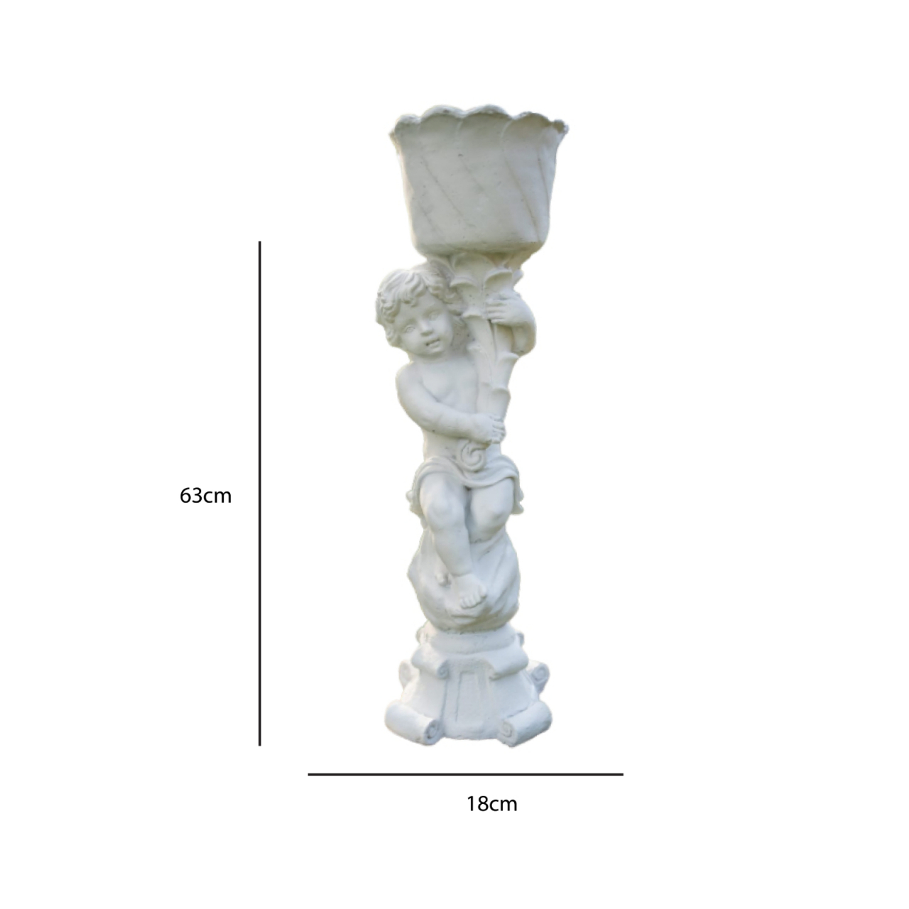 Statueta cu ghiveci din beton, pentru exterior, 18x18x63cm [4]