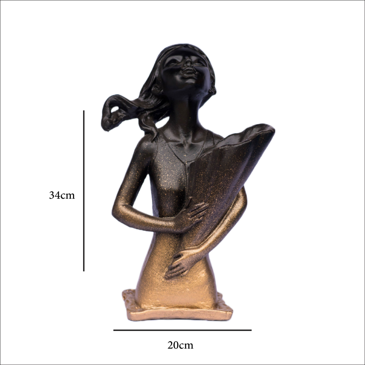 Vaza Dolly, negru-auriu, 34x20x16cm [5]