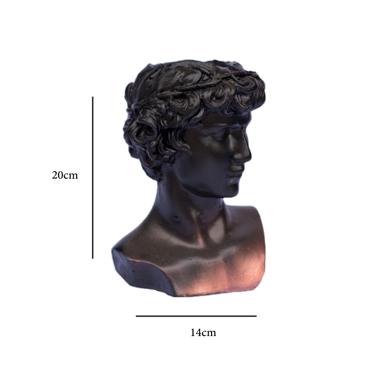 Vaza Hercule, negru-aramiu, 20x14x14cm [6]
