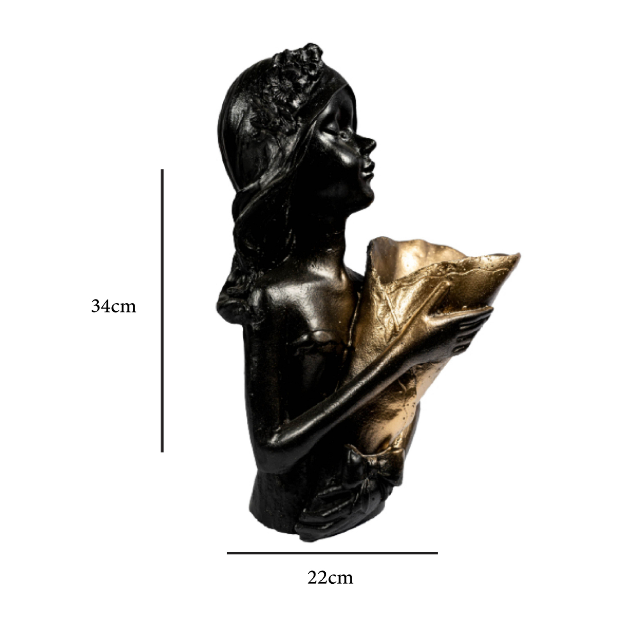 Vaza Lady D., negru-auriu, 34x22x22 cm [5]