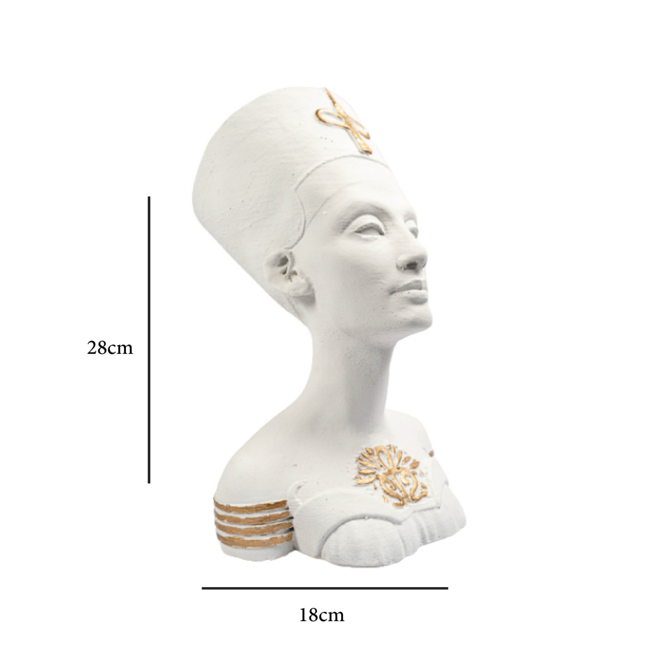 Vaza Nefertiti, alb-auriu, 28x18x18cm [5]
