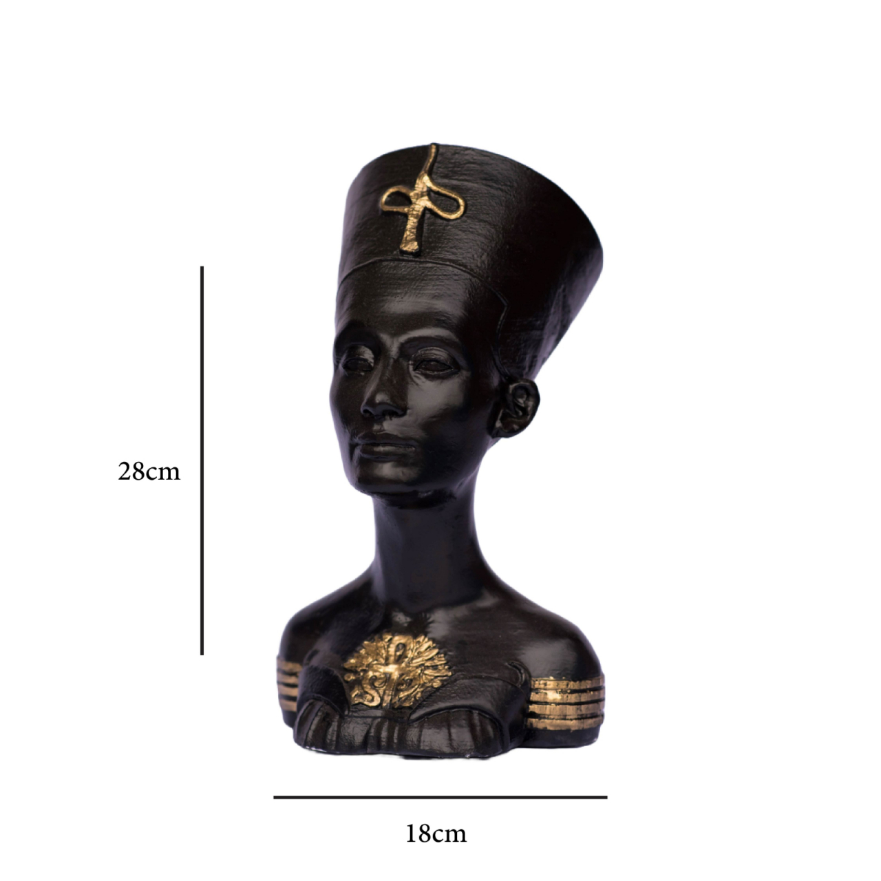 Vaza Nefertiti, negru-auriu, 28x18x18cm [3]