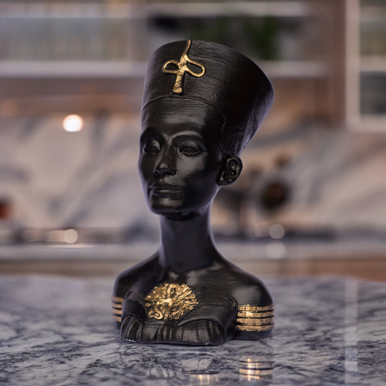 Vaza Nefertiti, negru-auriu, 28x18x18cm [2]