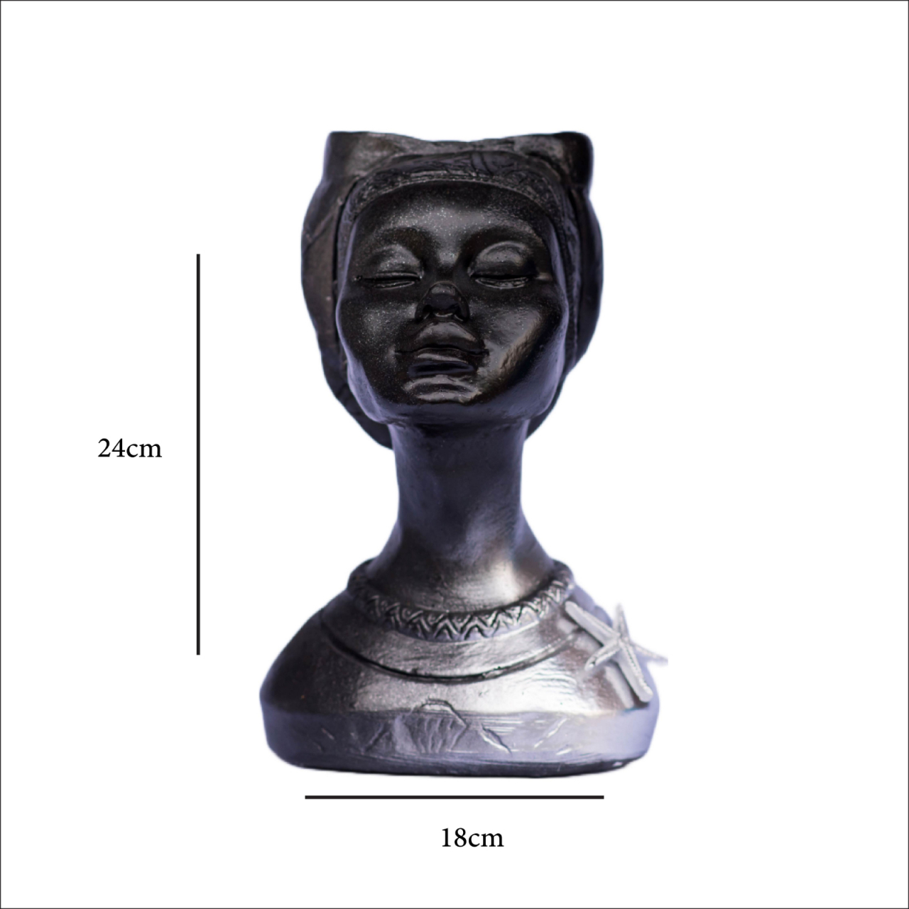 Vaza Printesa africana, negru-argintiu cu stea, 24x18x14 cm [5]