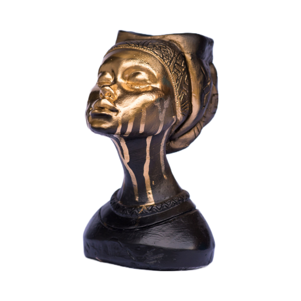 Vaza Printesa Africana, negru-auriu cu model, 24x18x14cm [1]