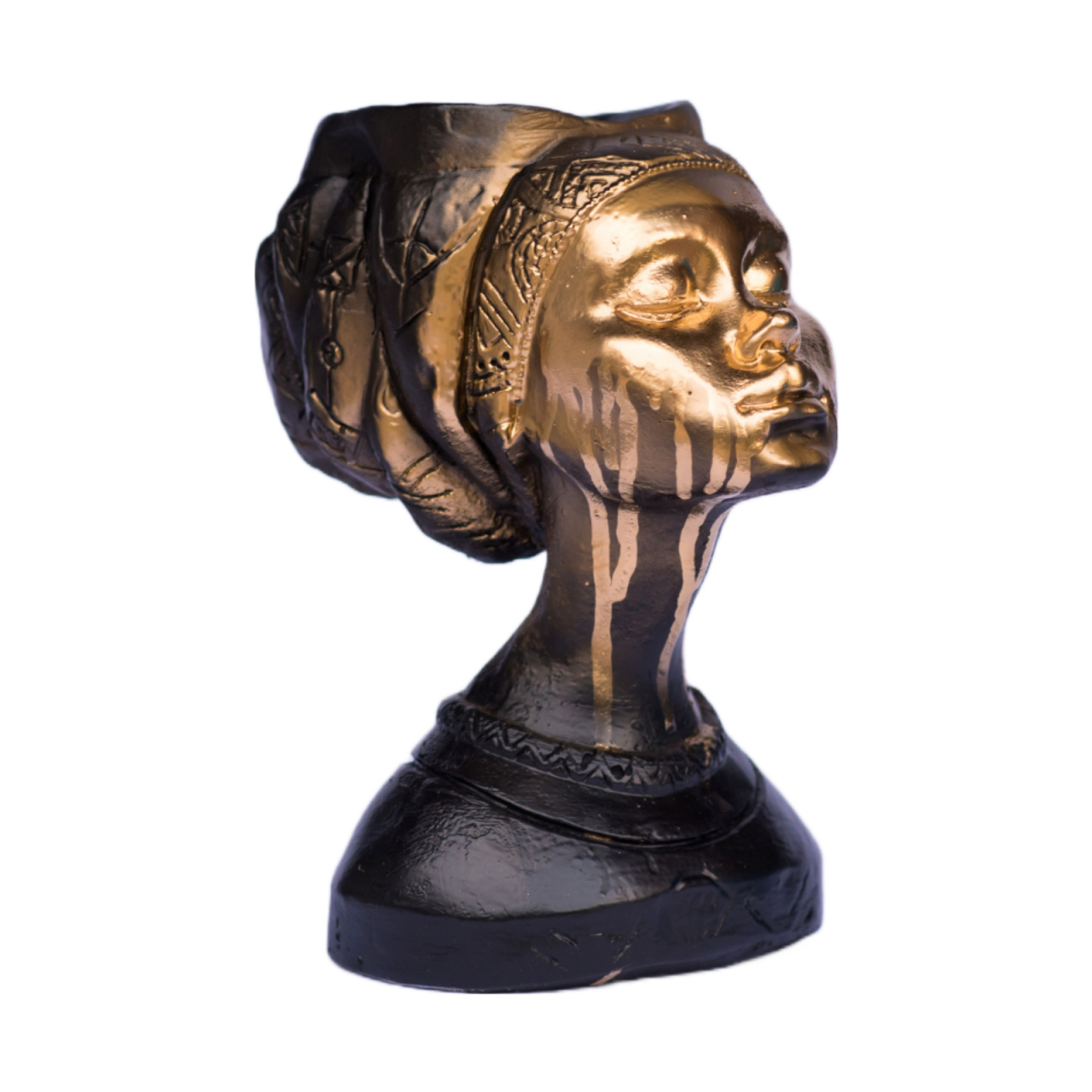Vaza Printesa Africana, negru-auriu cu model, 24x18x14cm [5]