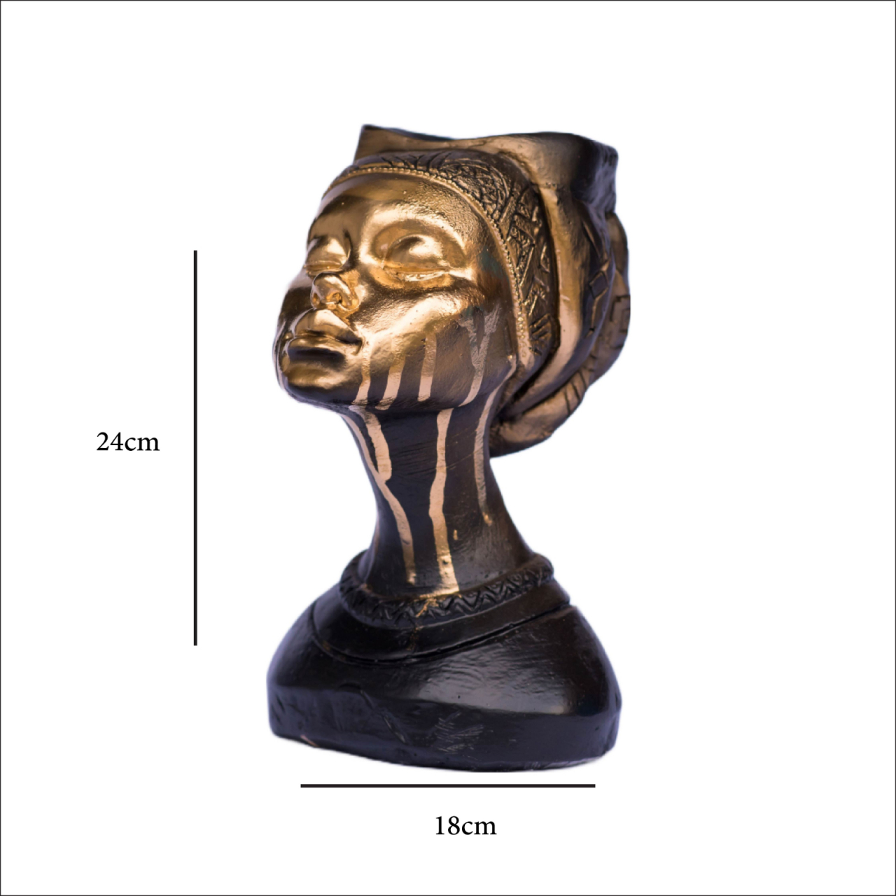 Vaza Printesa Africana, negru-auriu cu model, 24x18x14cm [6]