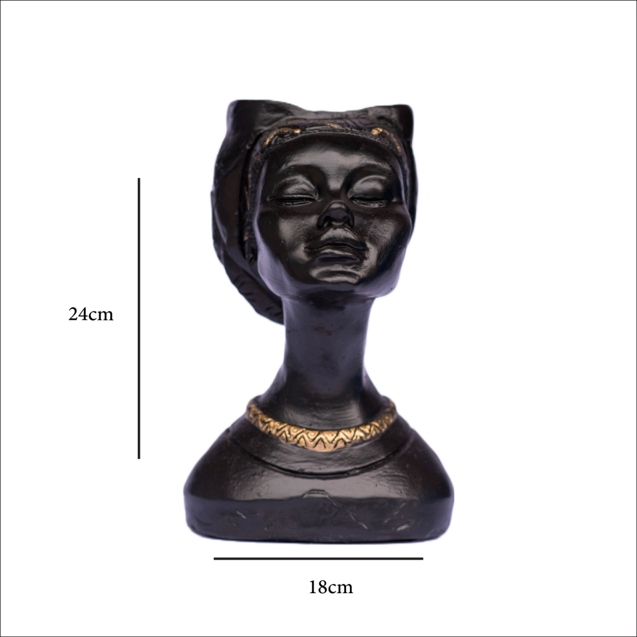 Vaza Printesa africana, negru cu model auriu, 24x18x14cm [5]