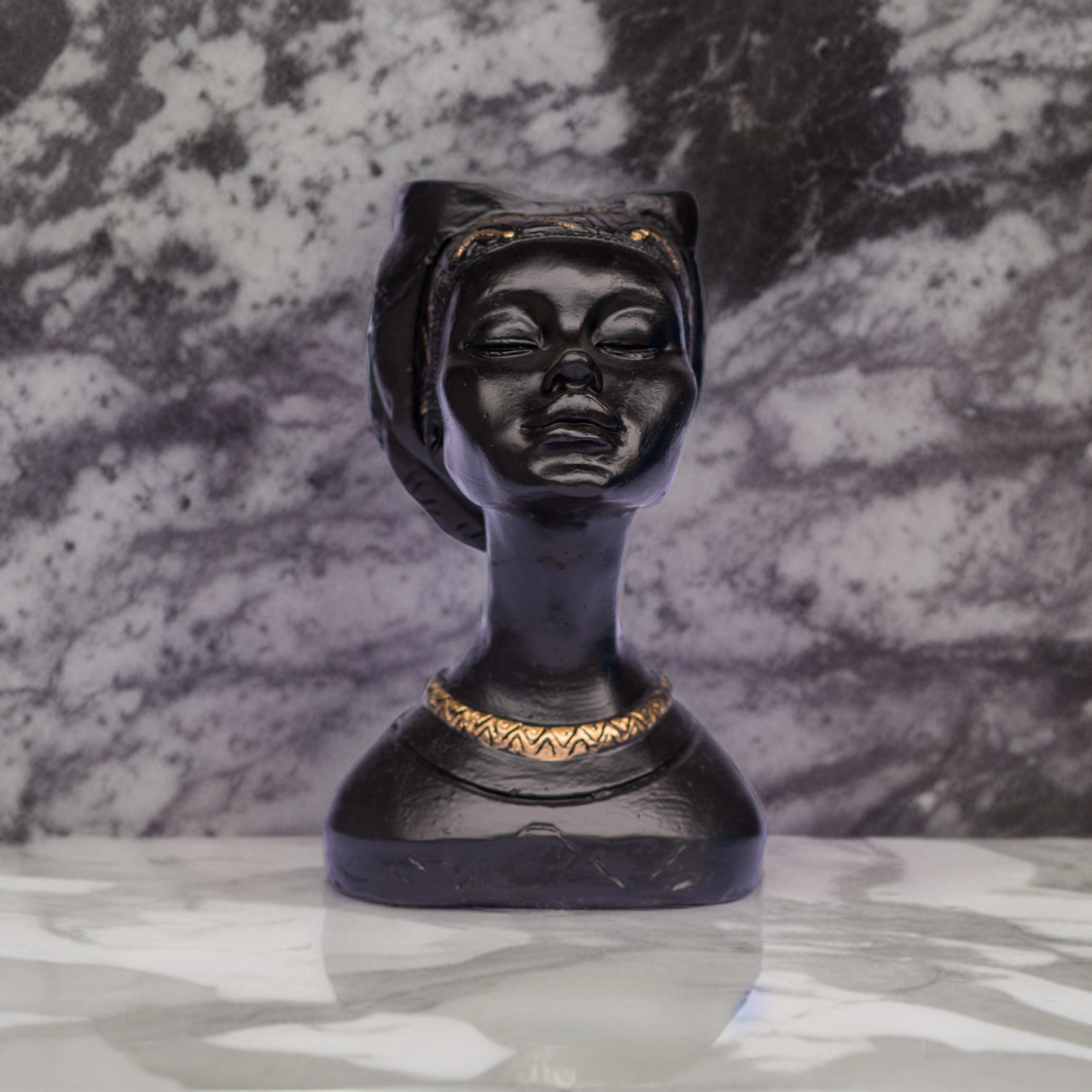 Vaza Printesa africana, negru cu model auriu, 24x18x14cm [4]