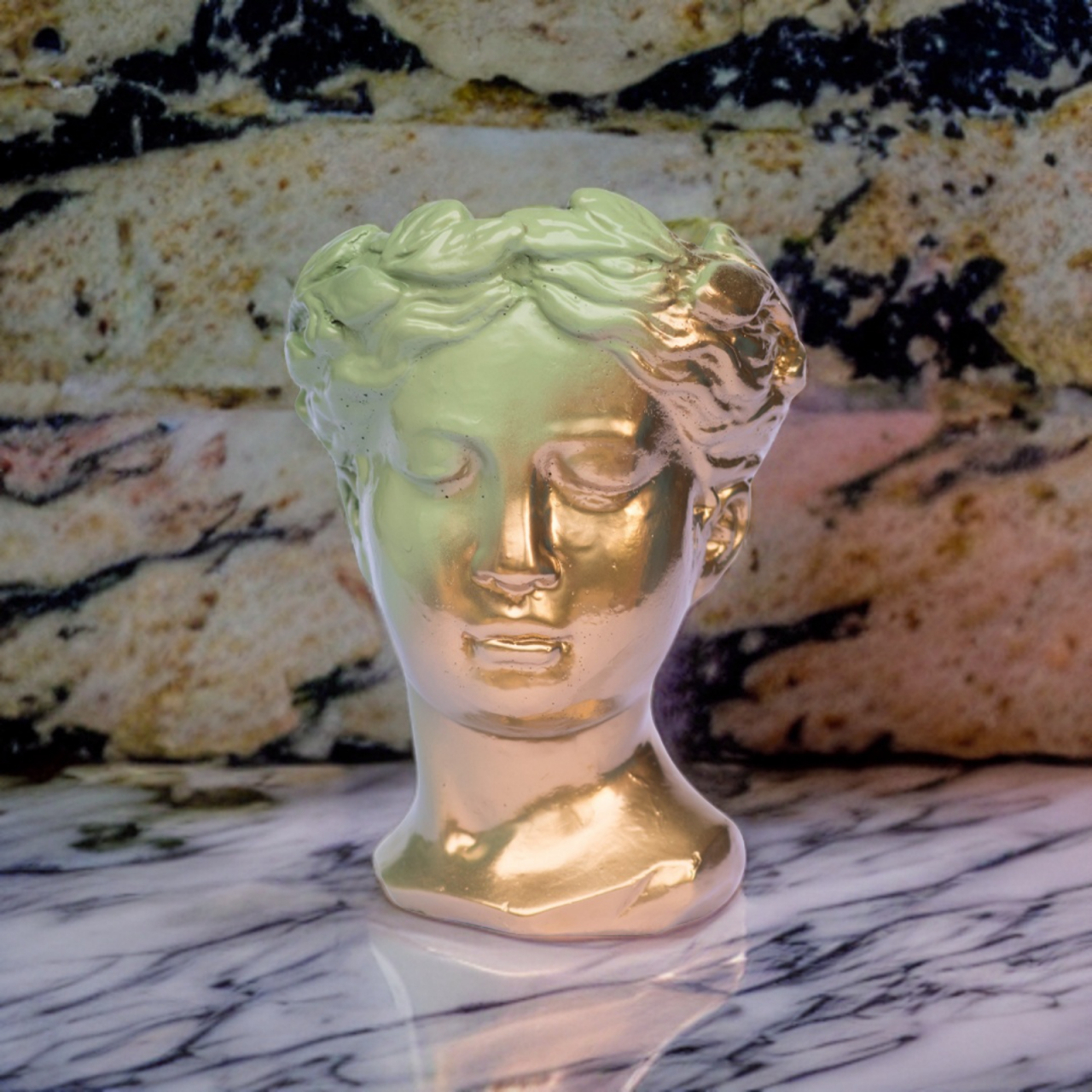 Vaza Venus, auriu-verde maslina, 20x16x16cm [3]