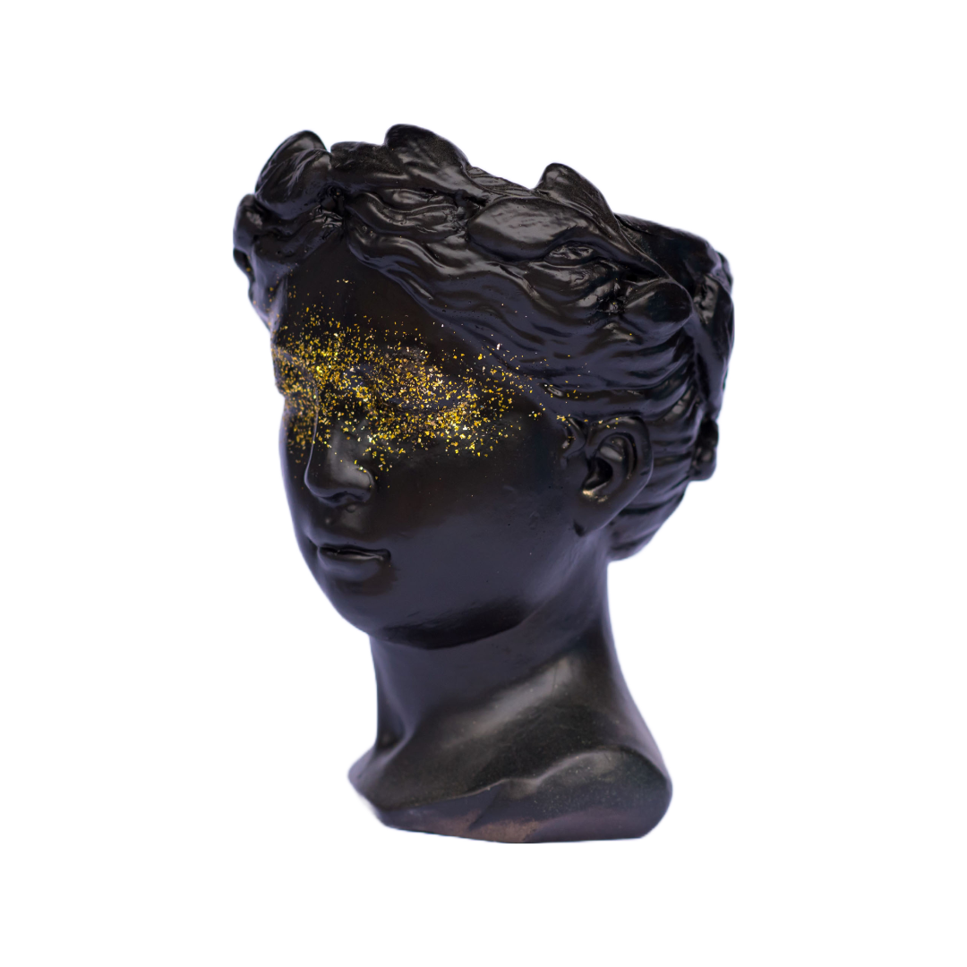 Vaza Venus, negru cu sclipici auriu, 20x16x16cm [4]