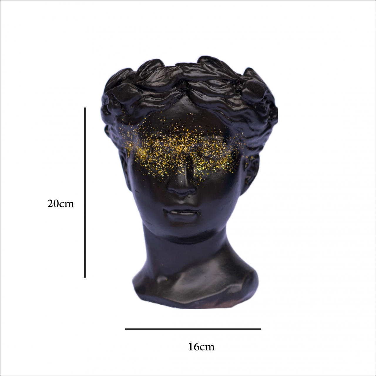 Vaza Venus, negru cu sclipici auriu, 20x16x16cm [5]