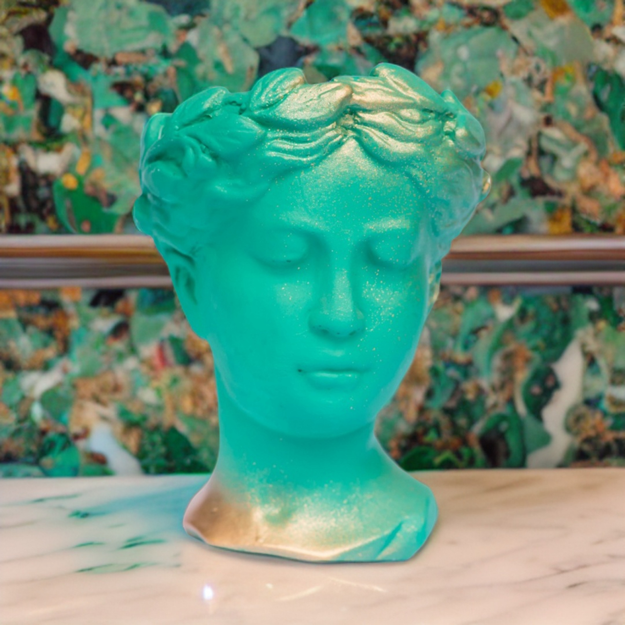 Vaza Venus, verde-auriu, 20x16x16cm [2]