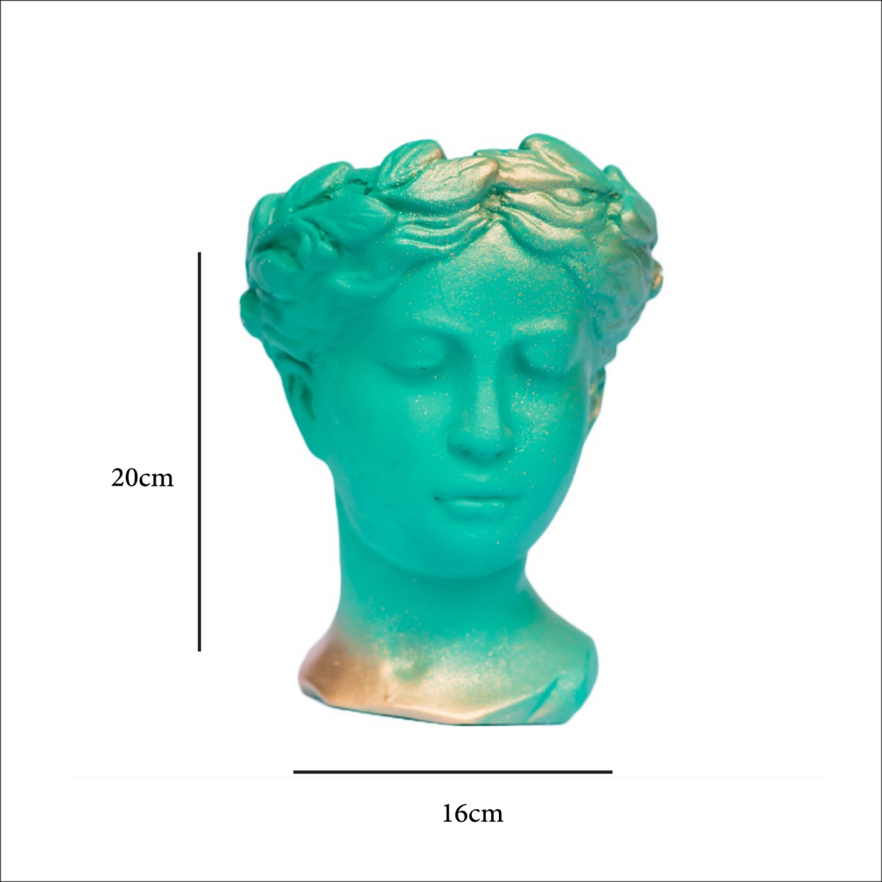 Vaza Venus, verde-auriu, 20x16x16cm [7]