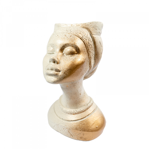 VAZE - Vaza Printesa Africana, alb-auriu, 24x18x14cm