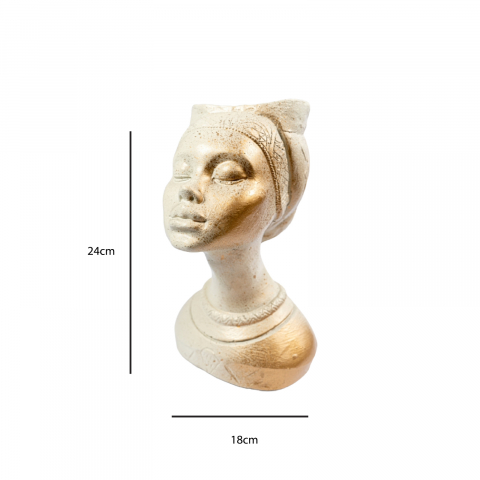 Vaza Printesa Africana, alb-auriu, 24x18x14cm [4]