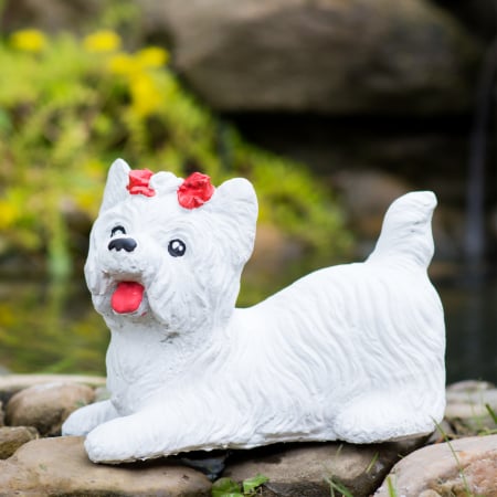 Bichon din beton, alb, pentru exterior, 22x17x12 cm [2]