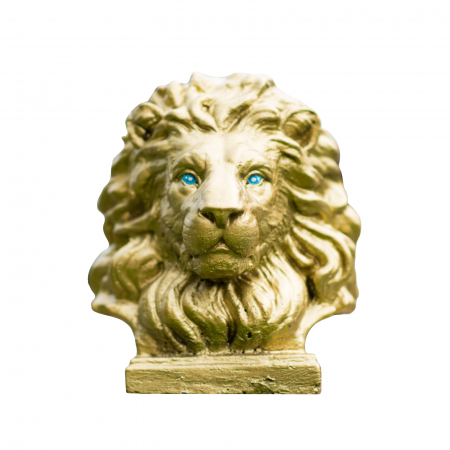 DE GRADINA - Cap leu auriu, beton, pentru stalpii de la gard, 23x23x21cm