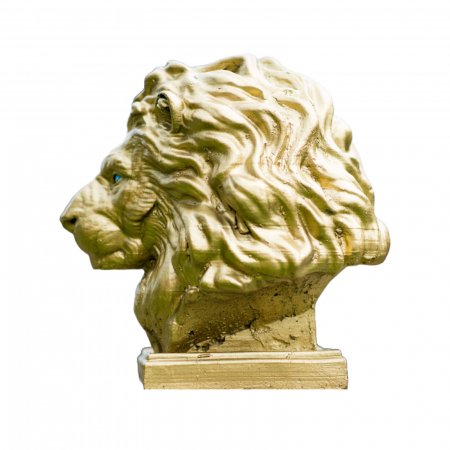 Cap leu auriu, beton, pentru stalpii de la gard, 35x33x27cm [2]