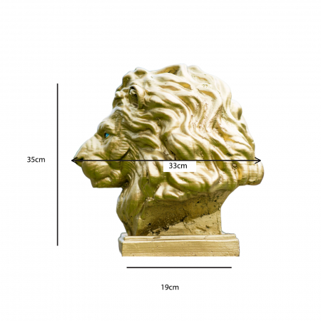 Cap leu auriu, beton, pentru stalpii de la gard, 35x33x27cm [4]