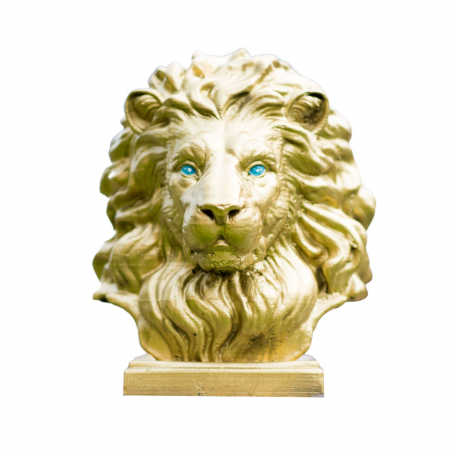 DE GRADINA - Cap leu auriu, beton, pentru stalpii de la gard, 35x33x27cm