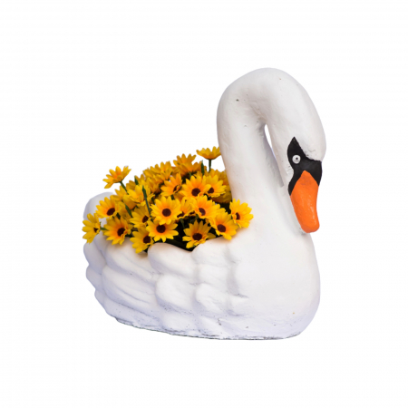 Ghiveci lebada, alb, beton, 38x23x33cm [4]