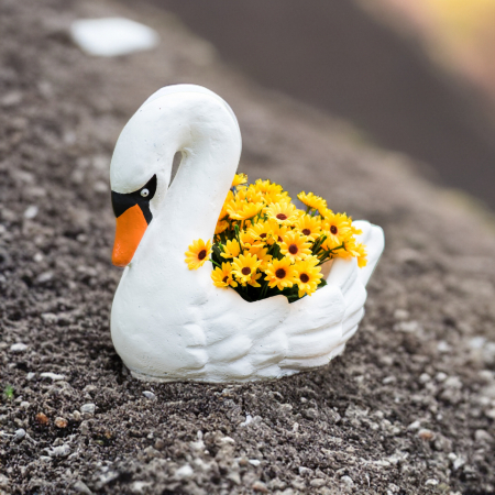 Ghiveci lebada, alb, beton, 38x23x33cm [2]