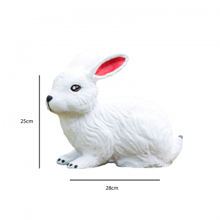 Iepure din beton, alb, decoratiune gradina, 25x28x12cm [3]