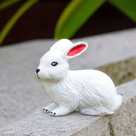 Iepure din beton, alb, decoratiune gradina, 25x28x12cm [2]