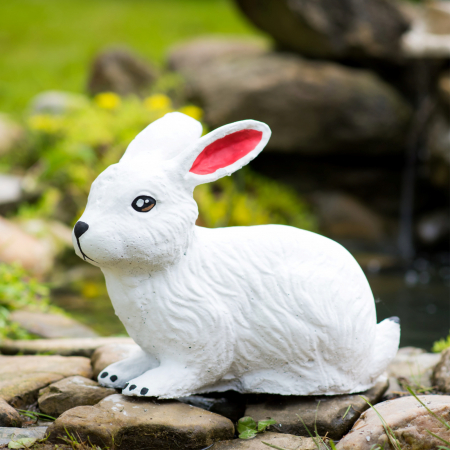 Iepure din beton, alb, decoratiune gradina, 25x28x12cm [1]