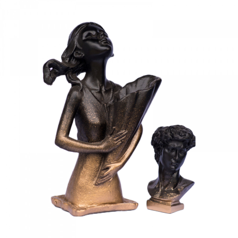 VAZE - Pachet vaze Dolly + Apollo, negru-auriu, 34cm + 16cm inaltime