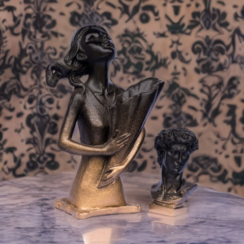 Pachet vaze Dolly + Apollo, negru-auriu, 34cm + 16cm inaltime [1]