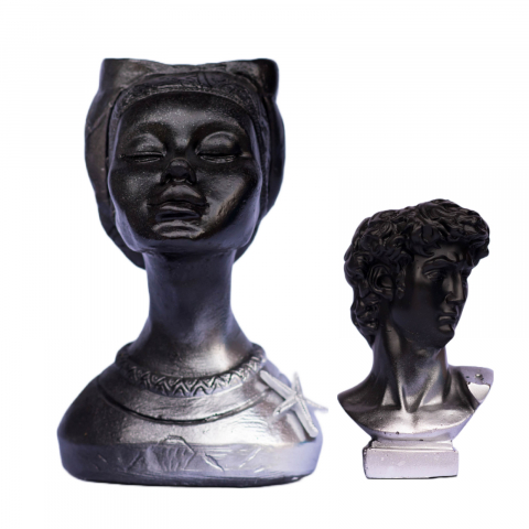 VAZE - Pachet vaze Printesa Africana + Apollo, negru-argintiu, 24cm + 16cm inaltime