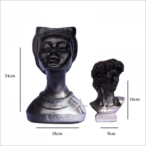 Pachet vaze Printesa Africana + Apollo, negru-argintiu, 24cm + 16cm inaltime [6]