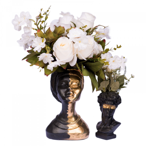 Pachet vaze Printesa Africana + Apollo, negru-auriu, 24cm + 16cm inaltime [3]