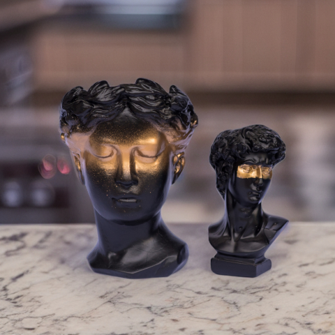 Pachet vaze Venus + Apollo, negru-auriu, 20cm + 16cm inaltime [1]