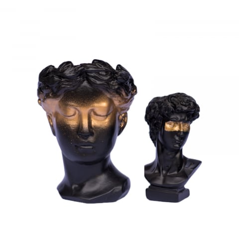 VAZE - Pachet vaze Venus + Apollo, negru-auriu, 20cm + 16cm inaltime