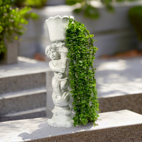 Statueta cu ghiveci din beton, pentru exterior, 18x18x63cm [2]