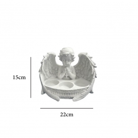 Suport ingeras lumanari, alb, beton, 22x15x14cm [2]