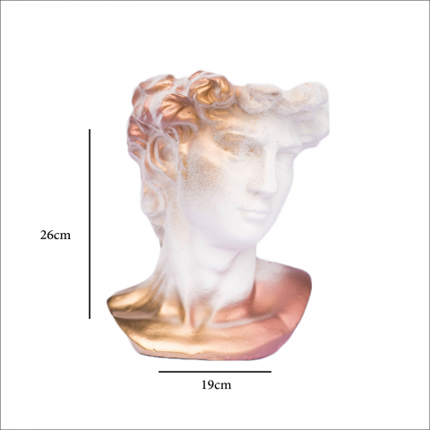 Vaza David, alb-aramiu, 26x19x19 cm [4]